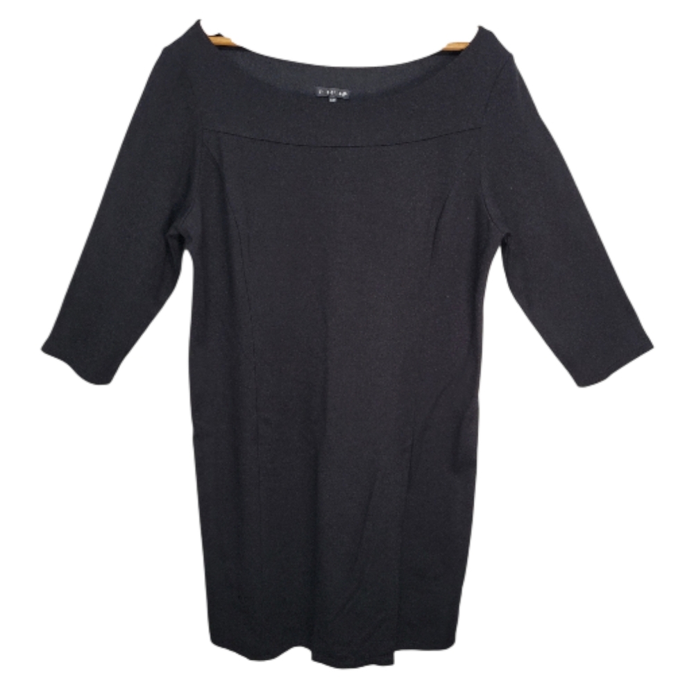 Eileen Fisher Black Bateau Neck Ponte Knit Dress Size XL Classic Old Money Chic